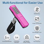Battery-Free Digital Luggage Scale, 110lbs/50kg Portable Handheld Hanging Scale for Luggages, Suitcases, Backpacks & Bags, Easy Weighing for Travel, No Need Batteries (Pink)