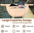 Hidden Travel Money Belt for Women - Anti-Theft Waist Pack, Lightweight Travel Fanny Pack for Money, Passport & Daily Travel Use