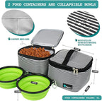 PetAmi Dog Travel Bag, Travel Pet Bag Organizer, Dog Food Travel Bag with Container Collapsible Bowls, Pet Travel Supplies Gift Accessories Weekend Camping, Puppy Cat Diaper Bag, Stripe Black Large