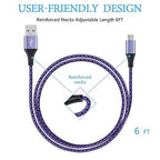 Micro USB Cables [4Pack/6Ft] AILKIN Android USB 2.0A Male to Micro B Charger Cord, Fast Charging Speed Data Wire Nylon Colored Braided Powerline Cable for Samsung Galaxy S7 S6 J7 J3 J8 A01 Kindle Fire