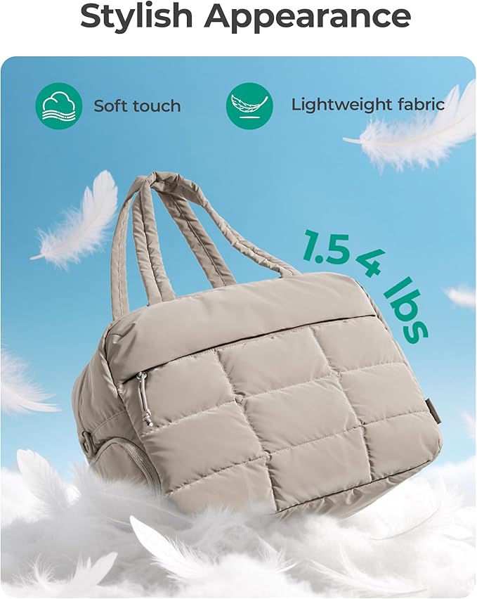 BAGSMART Gym Bag for Women, Carry on Travel Duffel Bag, Water-resistant Weekender with Shoe Compartment for Gym Travel Work, Classic, Large