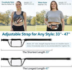 Veckle Clear Fanny Pack Stadium Approved - Adjustable 33-47 Inch Strap, Transparent Belt Bag for Women Men Fits 7.5-inch Smartphone, Waist Bag Clear Bag for Stadium Events, Sport, Concerts, Black