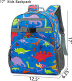 FlowFly Kids Backpack for Toddler Boys Girls, Simple Lightweight Bookbag for Daycare Kindergarten Elementary School Travel, Small Modern Bag (Large), Dinosaur