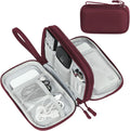 FYY Electronic Organizer, Travel Cable Organizer Bag Pouch Electronic Accessories Carry Case Portable Waterproof Double Layers Storage Bag for Cable, Charger, Phone, Earphone, Medium Size, Wine Red