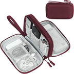 FYY Electronic Organizer, Travel Cable Organizer Bag Pouch Electronic Accessories Carry Case Portable Waterproof Double Layers Storage Bag for Cable, Charger, Phone, Earphone, Medium Size, Wine Red