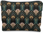 Witchy Goth Makeup Bag, Vintage 1920s Bats and Flowers Aesthetic Cosmetic Toiletry Bag for Women
