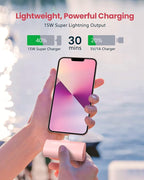 Pink Small Portable Battery Charger 4800mAh, Tiny Power Bank Ultra-Compact 15W Fast Charging Mini Battery Pack Power Charger for iPhone 14 Pro/13/12/11/8/iPad Air/Mini/Pro/AirPods Pro I/II