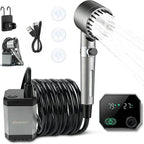 Portable Shower for Camping, Filtered Camping Shower, IPX8 Waterproof，6000mAh Rechargeable Outdoor Camp Shower Pump with LED Display, 4 Spray Modes for Hiking, Travel, Pet