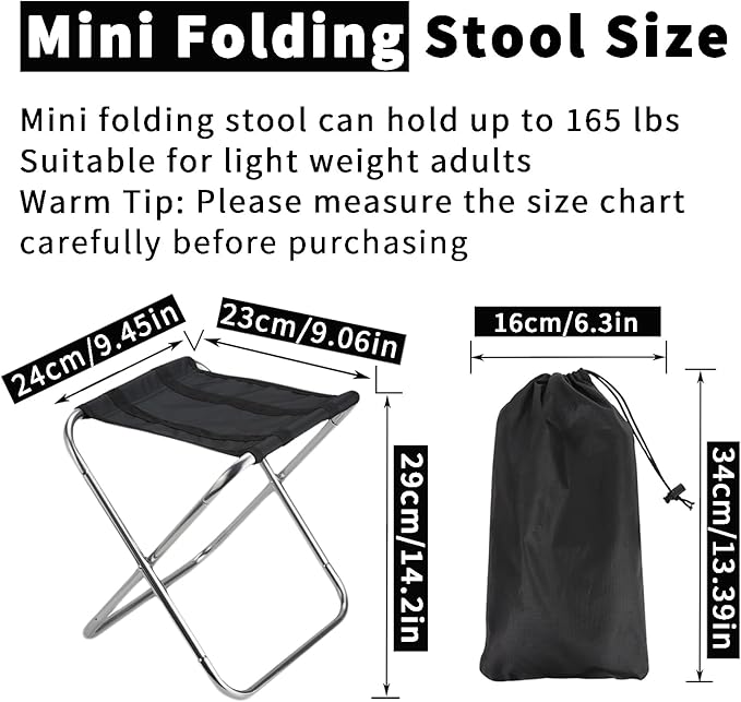 2Sets Portable Folding Camping Stool, Lightweight Camp Chair for Fishing Hiking, Compact Collapsible Travel Footstool for Outdoor, Beach, Backyard, Lawn,Picnic with Carry Bag,10.35" x 8.86"