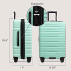 U.S. Traveler Boren Expandable Hardside Rugged Travel Luggage with 8 Spinner Wheels, Mint, Checked-Medium 26-Inch