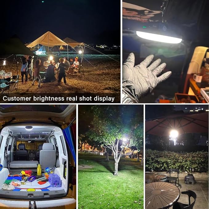 Camping Lights Tent Light 4500 Lumens 45W Rechargeable LED Lantern Magnetic Hanging, Portable USB Outdoor Canopy, Emergency Lights for Home, Lanterns for Power Outages, Ice Shanty Lights（Remote）
