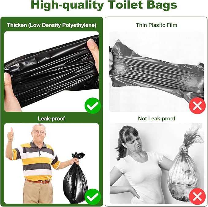 Portable Toilet Bags with Poo Gel Set, 8 Gallon Camping Toilet Bags with Absorbent Gels, Waste Bags, Leak-Proof Trash Bag for Camping Potty, Traveling