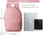SUPACOOL Casual Laptop Backpack for Men and Women, Backpack for College, USB Charging Port, Lightweight Pack Back(Pink)