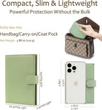 RFID Leather Passport Holder for Travel Women – Slim Passport Wallet with 1 Passport Slot & 3 Card Slots, Zippered Coin Pocket & SIM Slot – Travel Passport Cover Case (Light Green)