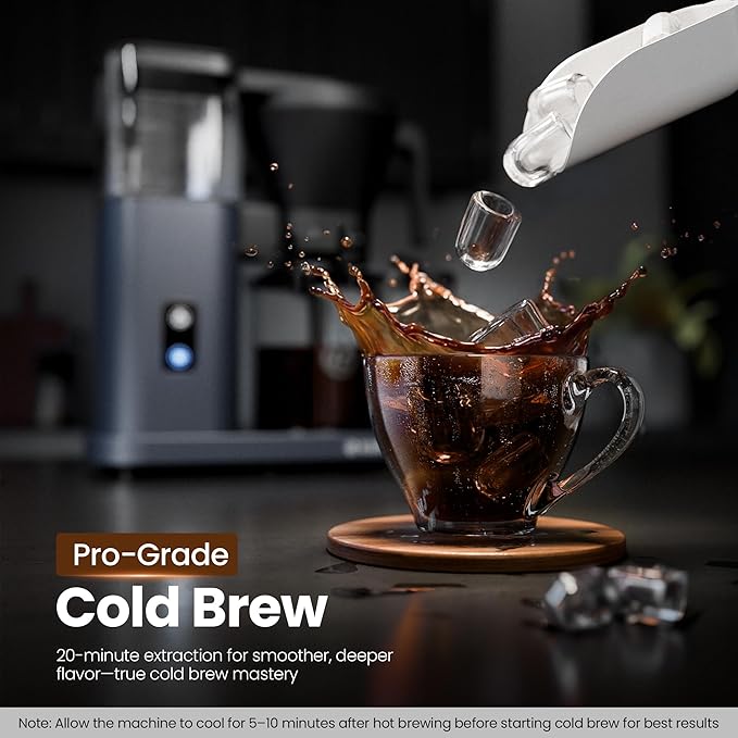 Kismile SCA-Certified 8 Cup Drip Coffee Maker, Pour Over Coffee Machine with 3s Instant Heat 197–205℉, Adjustable Flow Control, Removable Water Tank, Deep Cold Brew & 40 Min Keep Warm (Blue)