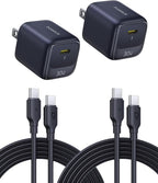 Baseus 30W USB C Charger Block, 2 Pack Fast Charger Type C with USB-C Cable for iPhone 17/16/15 Series, iPad, Galaxy S25 Ultra and More Series