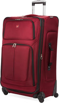 SWISSGEAR Sion Softside Expandable Spinner Luggage Durable Lightweight Travel Suitcase, Burgundy, Checked-Large 29-Inch