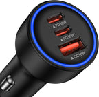 Multi 3 Ports Fast Car Charger Adapter 12V Auto Vehicle Plug - USB C & USB A Quick Charging - Cigarette Lighter Cell Phone Automobile Charger for iPhone 17 Pro Max Air 17e 16e 16 15, Samsung S26