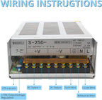 MK-SMPS-S250-24 MAKERELE DC 240W Power Supply Switching Converter, AC 110V-220V to DC 24V Transformer Driver Adapter, Universal Regulated Switching 10A for Strip 3D Printer CCTV Camera Motor Pump
