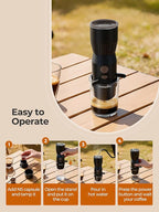 Portable Electric Espresso Maker, Mini Camping Coffee Maker for Travel, Pocket Sized Espresso Machine for NS Capsules, 160ML Large Water Tank, Fast Brewing with Hot Water, Travel/Camping/Office