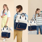 Focdod Laptop Backpack for Womem Work Bags: 17.3 Inch Travel BackPacks With USB Charging Port Anti Theft Fashion College BookBag Durable Back Pack Purse Bussiness Daypack for Nurse Teacher Navy Beige