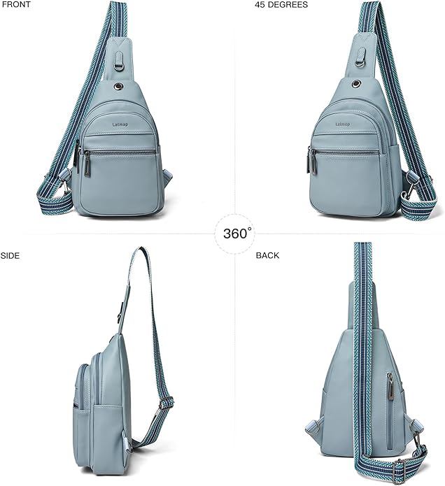 LATMAP Sling Bag For Women Faux Leather Small Casual Daypack Backpack Fanny Pack Crossbody Chest Bags Purse