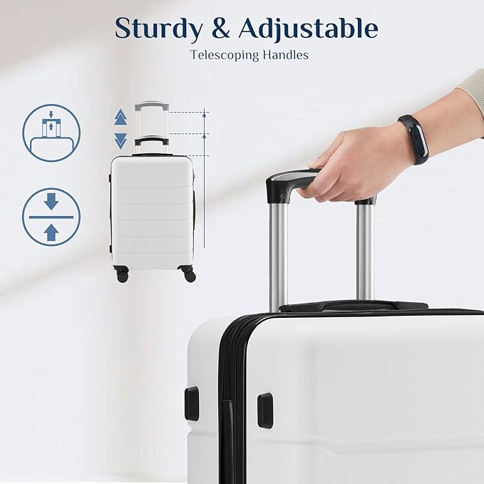 OLIXIS 28 Inch Luggage, Hardside Checked Suitcase with Spinner Wheels, Lightweight ABS Hard Shell Travel Luggage, TSA Approved Lock, Expandable Large Suitcase for Business & Travel–White