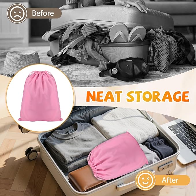 Shoe Bags for Travel, 15.7" x 11.8" Travel Shoe Bags for Packing, Large Waterproof Portable Drawstring Travel Shoe Storage Bag Travel Essentials Women for and Men (Orange & Black & Pink & Blue)