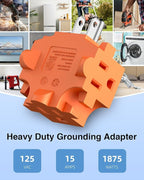 K KASONIC - 3-Outlet Grounding Adapter, Multiple Plug Outlet Extender, Power Splitter, [ETL Listed] Heavy-Duty Grounded Power Tap - 4 Pack, Orange