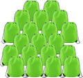BeeGreen 20 Pieces Green String Bags Bulk Lightweight Durable Drawstring Gym Backpacks for Christmas Travel Sports Plain Cinch Storage Sackpack Bags for Women and Men
