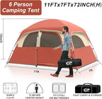 CAMPROS CP Upgraded 6/8 Person Camping Tents, Waterproof Windproof Family Tent with Larger Mesh Windows & Door, Double Layer, Easy Set Up, All-Season Dome Tent with Top Rainfly & Carry Bag
