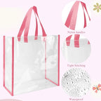 Eccliy 30 Pack 12x12x6 Inch Clear Tote Bag Stadium Approved Bulk Plastic Beach Tote Gift Bag with Handle for Gym Sports | 30 Pack, 12x12x6 Inch, Stadium Approved, Bulk, with Handle, Tote Gift Bag