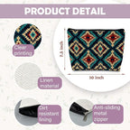 Boho Aztec Makeup Bag, Ethnic Southwestern Navajo Tribal Cosmetic Bag for Women, Western Gifts and Accessories