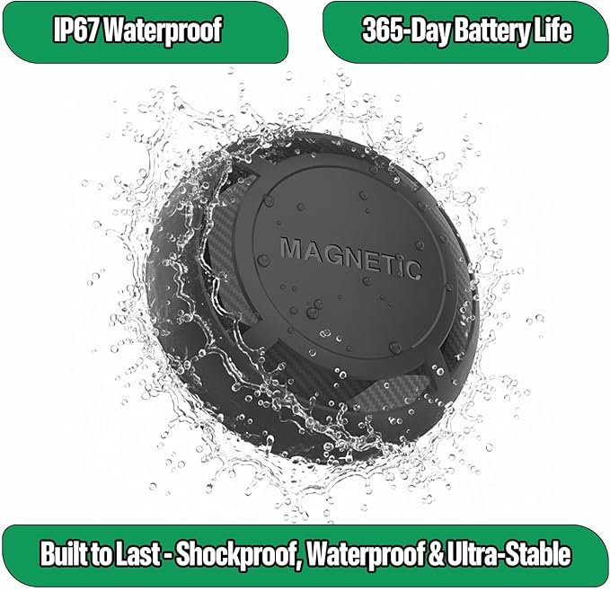Magnetic Hidden GPS Tracker for Vehicles – 365 Days Battery Life, No Subscription, Car Tracker Device Hidden (iOS Tracker)