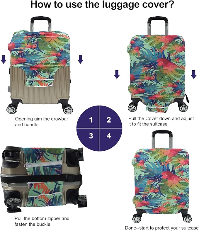 Travel Luggage Cover, Suitcase Protector Bag Fits 22-24 Inch Luggage Colorfulmaple