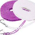 Foshine 2 Pack Clotheslines 1.64ft Length Camping 5m Clothesline White Purple Drying Rope Portable Windproof Travel for Indoor Outdoor Laundry