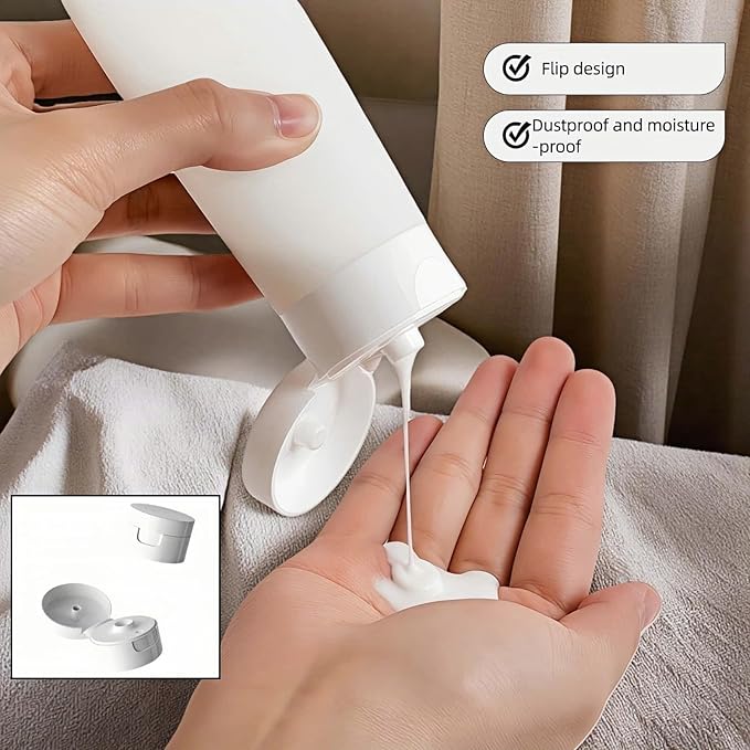 Chinshwehaw Portable Travel Bottles Set, Silicone Squeeze Containers, White, 3-Pack (30ml, 60ml, 100ml), Leakproof, Wide Mouth Design, BPA-Free, TSA Approved for Toiletries, Shampoo, Lotion (White)