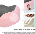 urnexttour Neck Pillow Airplane-2 Pack Memory Foam Travel Pillow, Soft Support Travel Neck Pillow for Travelling, Sleeping Rest, Car, Train and Home Use (Grey&Pink)