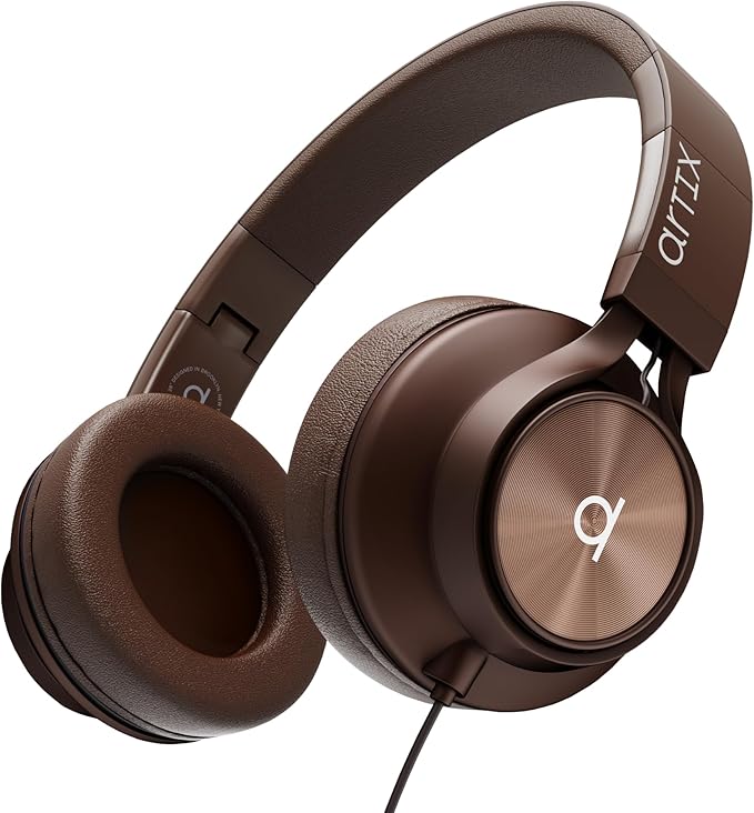 ARTIX Over Ear Headphones Wired with Microphone and Volume Control, Foldable Noise Isolating Headset with Deep Bass for School, Laptop, Computer, Chromebook, Tablet, Travel (3.5mm Jack)