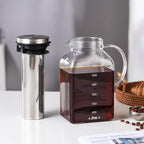 Bincoo Cold Brew Coffee Maker 40oz, Iced Coffee & Tea Brewer with 600-Mesh Fine Filter for Low Acid Smooth Taste, Square Glass Pitcher Fits Fridge Door, Dishwasher Safe Carafe