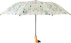 RIFLE PAPER CO. Umbrella, Matching Storage Sleeve, Portable, Auto Open and Close, Wooden Handle, Printed in Full Color