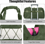 Forestfish Gym Bag For Women With Yoga Mat Holder & Shoe Compartment & Wet Dry Storage Pocket & Adjustable Strap
