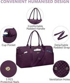 Women Weekender Travel Duffle Bag: Travel Duffel Overnight Bags with Shoe Compartment Large Carry on Tote with Toiletry Bag Weekend Traveling Yoga Gym Hospital Bag for Women with Wet Pocket Purple