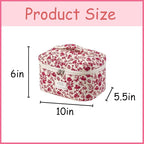 uekeboag Large Travel Quilted Makeup Bag for Women, Floral Cotton Cosmetic Bag, Coquette Aesthetic Floral Toiletry Organizer Bag