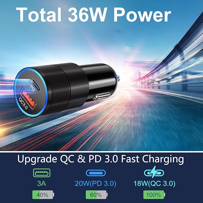 USB C Car Charger 5 Pack, Bangfun 36W Dual 12V USB C & USB A Car Charger Adapter QC+PD 3.0 Fast Charging Cigarette Lighter for iPhone 15 14 13 12 11 Pro Max,Samsung S24 S23 S22,Google Pixel, Android