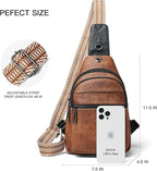 LATMAP Sling Bag For Women Faux Leather Small Casual Daypack Backpack Fanny Pack Crossbody Chest Bags Purse