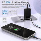 TT&C 30W USB-C Power Brick, PD Super Fast Type-C Wall Adapter Compatible with iPhone 17, 17 Pro Max, iPhone Air, 17e, 16, 16e, 15, iPad mini, for Samsung Galaxy S25, S24 (Black 2-Pack)