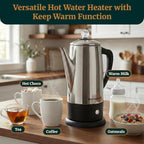 Elite Gourmet EC812 Electric 12-Cup Coffee Percolator with Keep Warm, Clear Brew Progress Knob Cool-Touch Handle Cord-less Serve, Stainless Steel
