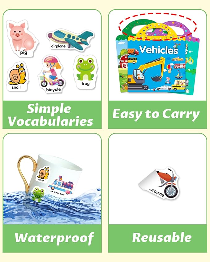 Walenced Reusable Sticker Book for Toddlers, Stickers for Kids, Toddler Sticker Book, Toddler Craft Activities, Toddler Travel Toys Boy Girl Birthday Gifts