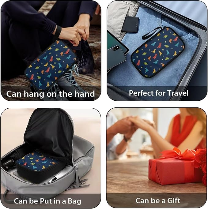 Dinosaurs Travel Cord Organizer Case Electronics Organizer Travel Case Portable Storage Bag fits Power Bank Phone Tech Accessory Cable Cord Charger Phone Earphone